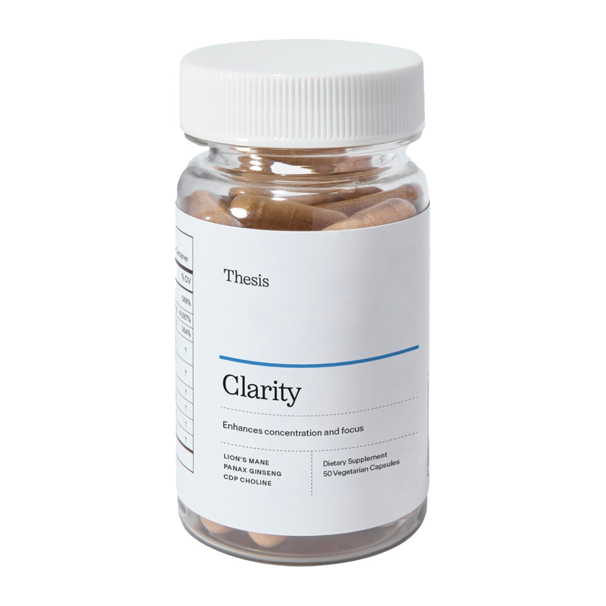 Thesis Clarity Nootropic Supplement for Men & Women with Lions Mane, CDP Choline, Panax Ginseng, Vitamin B6 & Caffeine, Cognitive Support Capsules, Vegan, Non GMO, 25 Servings THESISAu supplements