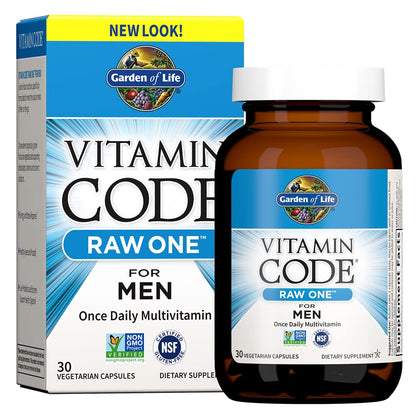 Garden of Life Vitamin Code Raw One Men's Multivitamin with Zinc Supplements for Immune and Skin Health, 30 Capsules Garden of LifeUS supplements