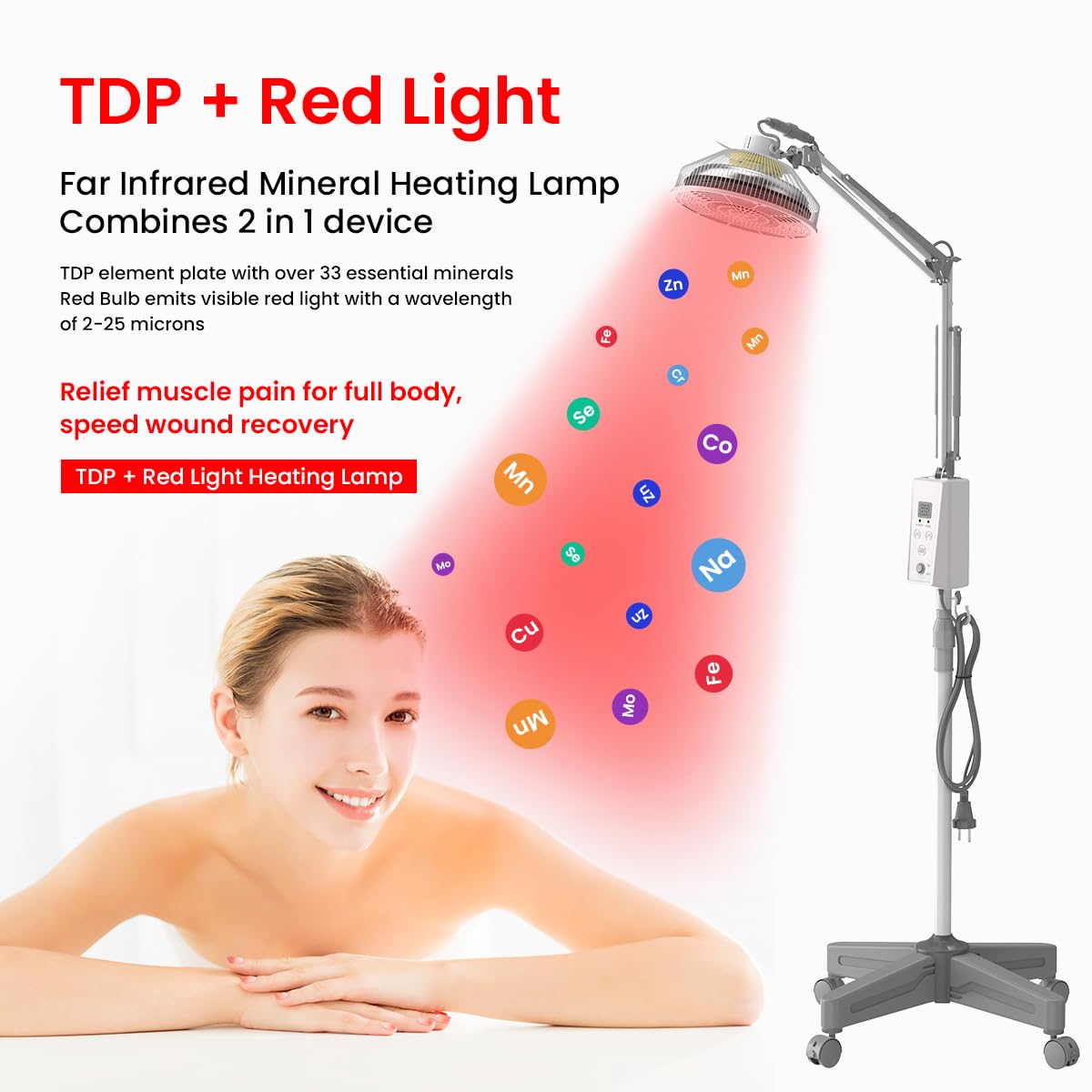 TDP and Infrared Red Light Therapy with Base, 2 in 1 Infrared Heat Lamp Device with 275W Bulb YUNCHIAu supplements