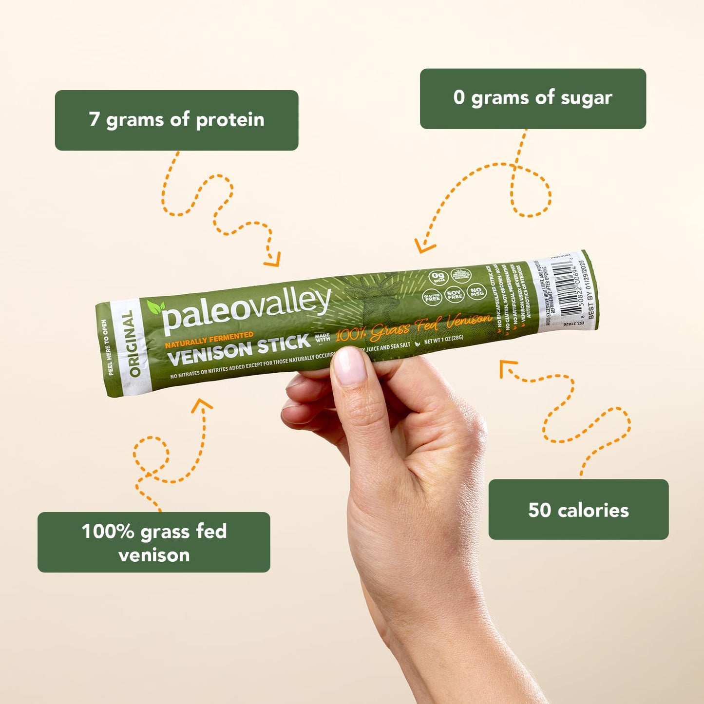 Paleovalley 100% Grass Fed Venison Sticks – 10 Pack – Keto-Friendly, High Protein, Low-Calorie Snack – Omega-3 Rich, Gluten-Free, Nitrate-Free, Naturally Flavored – Healthy On-the-Go Meat Snack PaleovalleyUS supplements
