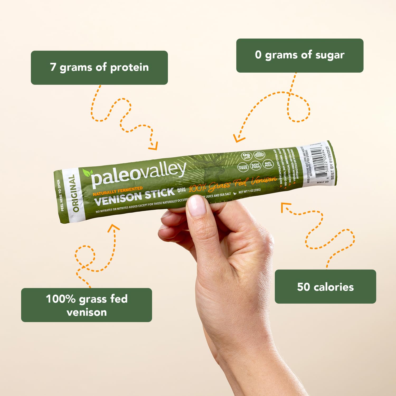 Paleovalley 100% Grass Fed Venison Sticks – 10 Pack – Keto-Friendly, High Protein, Low-Calorie Snack – Omega-3 Rich, Gluten-Free, Nitrate-Free, Naturally Flavored – Healthy On-the-Go Meat Snack PaleovalleyUS supplements