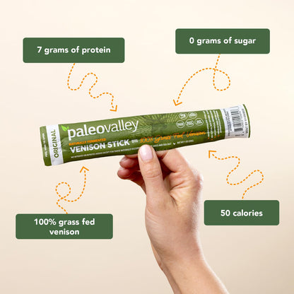 Paleovalley 100% Grass Fed Venison Sticks – 10 Pack – Keto-Friendly, High Protein, Low-Calorie Snack – Omega-3 Rich, Gluten-Free, Nitrate-Free, Naturally Flavored – Healthy On-the-Go Meat Snack PaleovalleyUS supplements