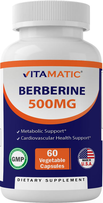 Vitamatic Berberine Supplement 500mg - 60 Vegetable Capsules - Made in The USA VitamaticAu supplements