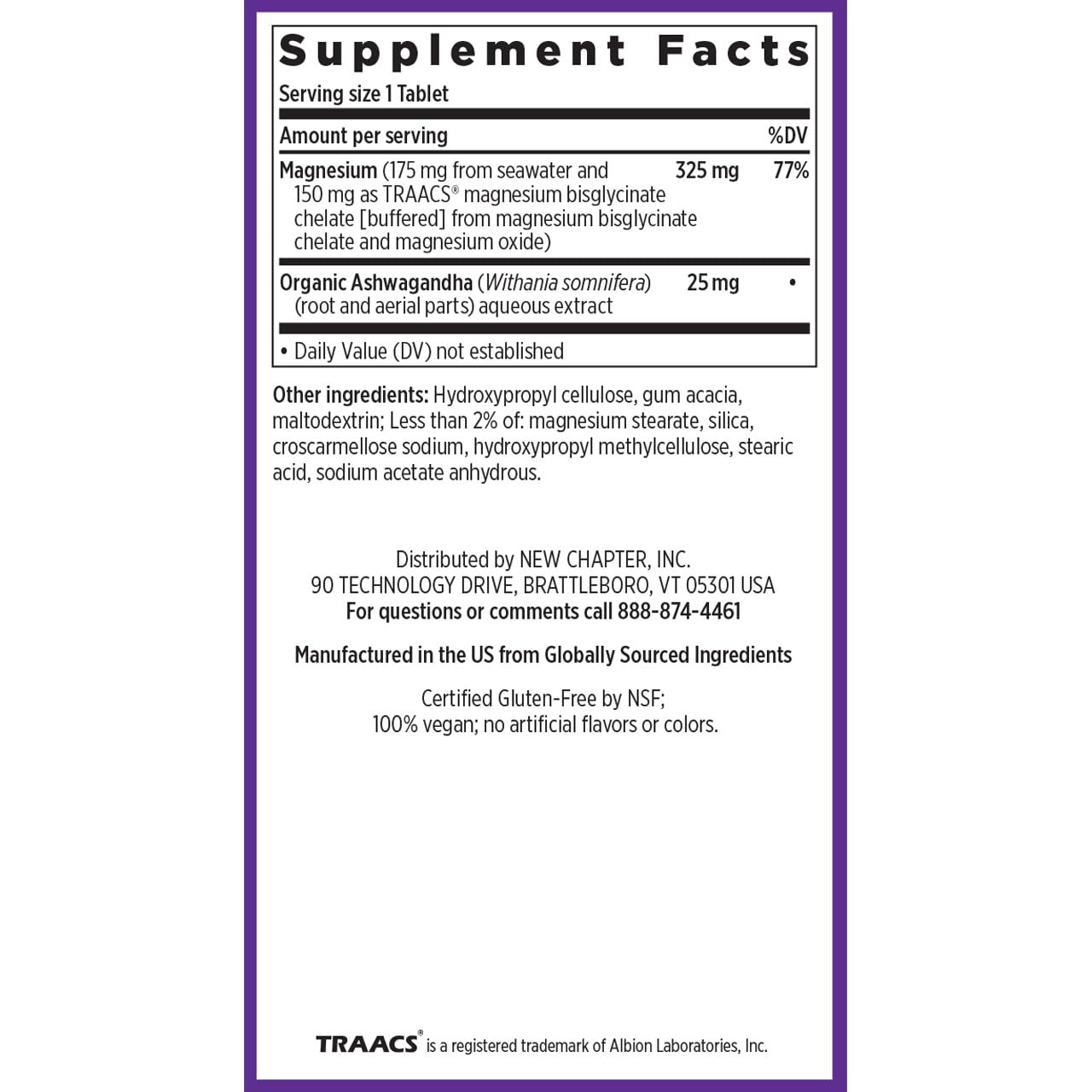 New Chapter Magnesium + Ashwagandha Supplement, 325 mg with Magnesium Glycinate for Muscle Relaxation & Recovery, Heart, Nerve & Bone Health, 2.5X Absorption, Non-GMO - 30 ct (1 Month Supply) New ChapterAu supplements