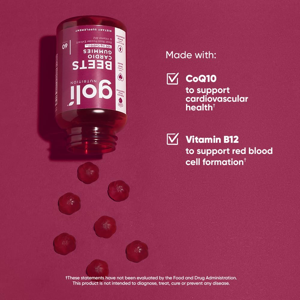 Goli Nutritional Supplement, Beets Cardio Gummy - 60 Count - CoQ10 & Beet Root Extract GoliUS supplements