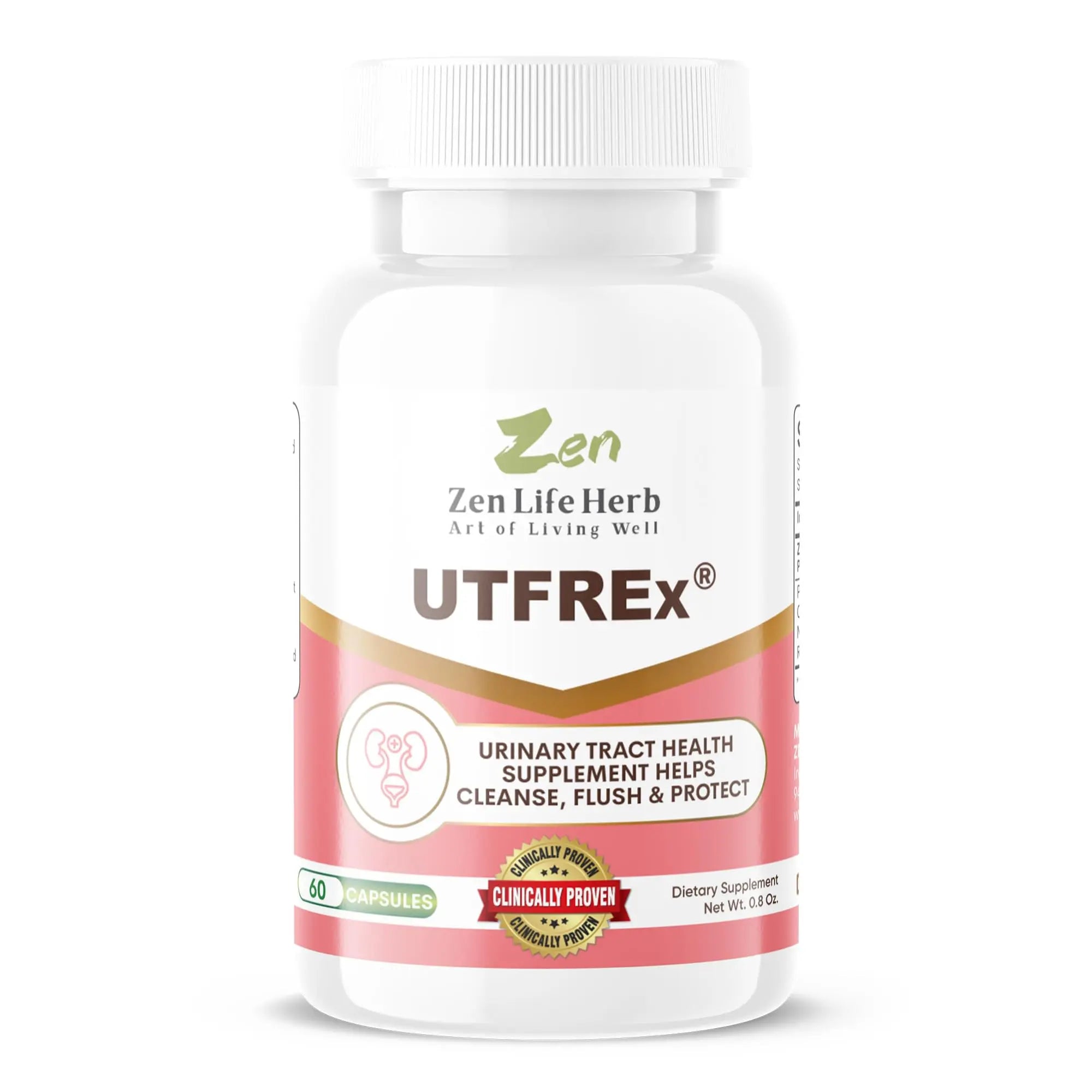 ZEN LIFE HERB UTFREx – Fast Acting - Promotes Urinary Tract Health Supports Healthy Immune and Urinary System, No Vitamins, Minerals, Prebiotics, Sugar, Plant-Based Supplement (60 Capsules) ZEN LIFE HERBAu supplements