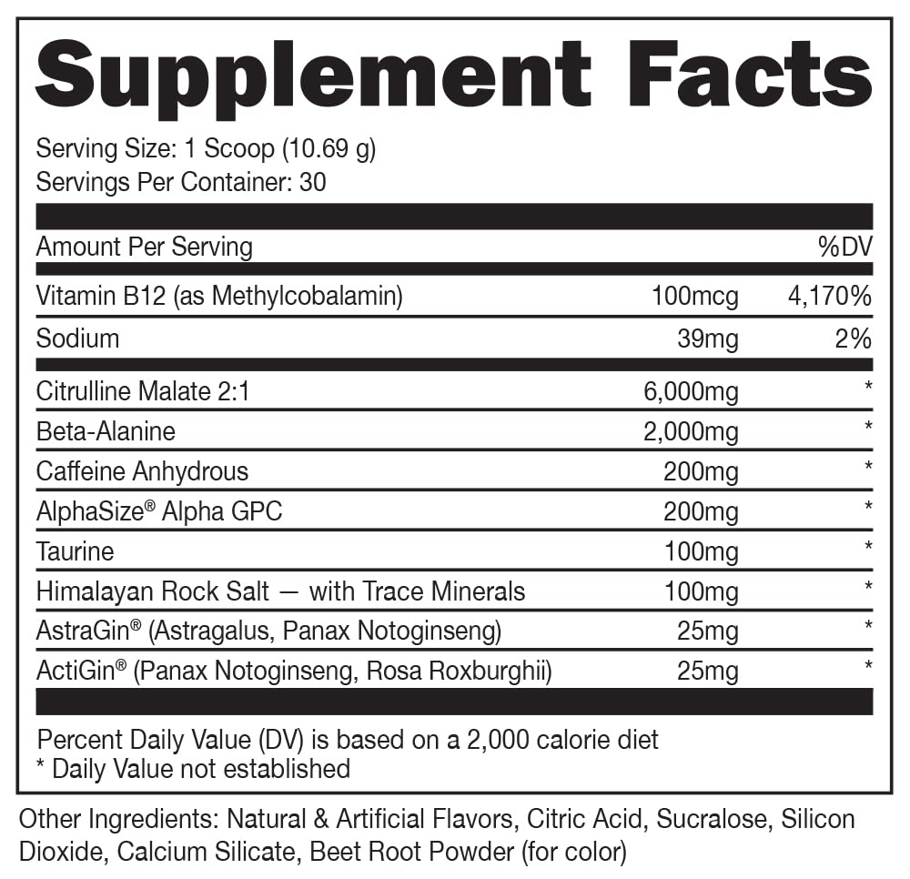 Bucked Up Pre Workout - Best Tasting - 6 Grams Citrulline, 2 Grams Beta Alanine Non Proprietary Blend, Powder (Strawberry Kiwi) Bucked UpUS supplements