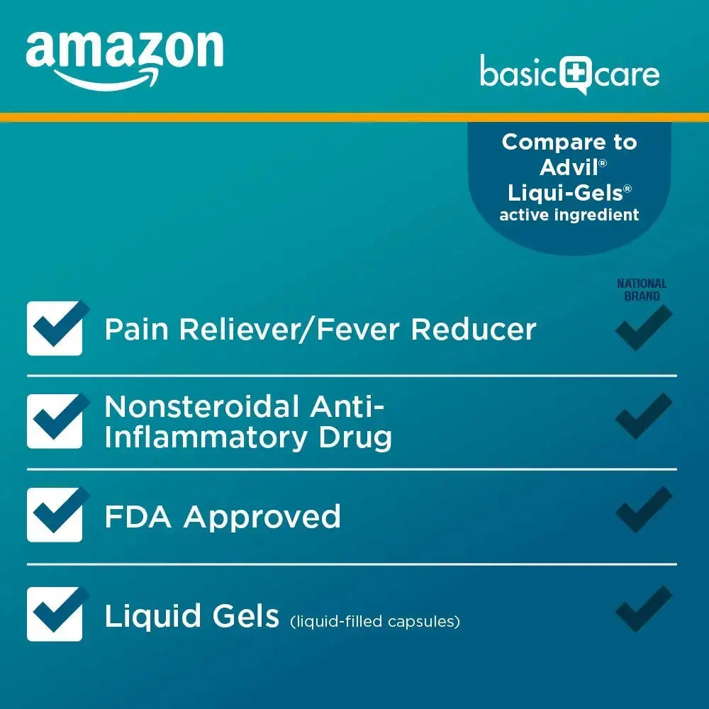 Basic Care Ibuprofen Liquid Gels, 160 Count Amazon Basic CareAu supplements