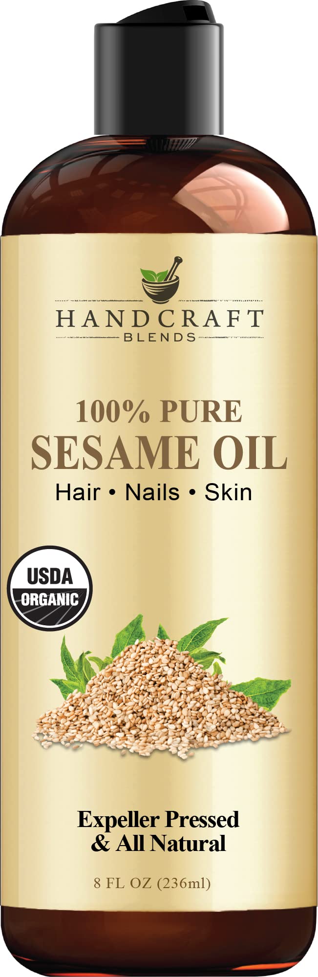 Handcraft Blends Organic Sesame Oil for Skin and Hair 8 oz - 100% Pure and Natural - Premium Handcraft BlendsAu supplements