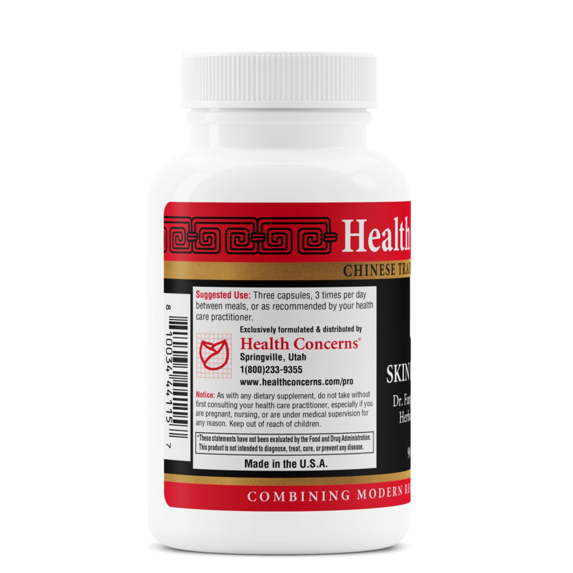 Health Concerns Skin Balance – Herbal Supplement for Skin Support, Itching Relief, & Circulation – Chinese Herbal Supplements for Men & Women – Skullcap, Dong Quai, Coptis Root - 90 Capsules Health ConcernsAu supplements