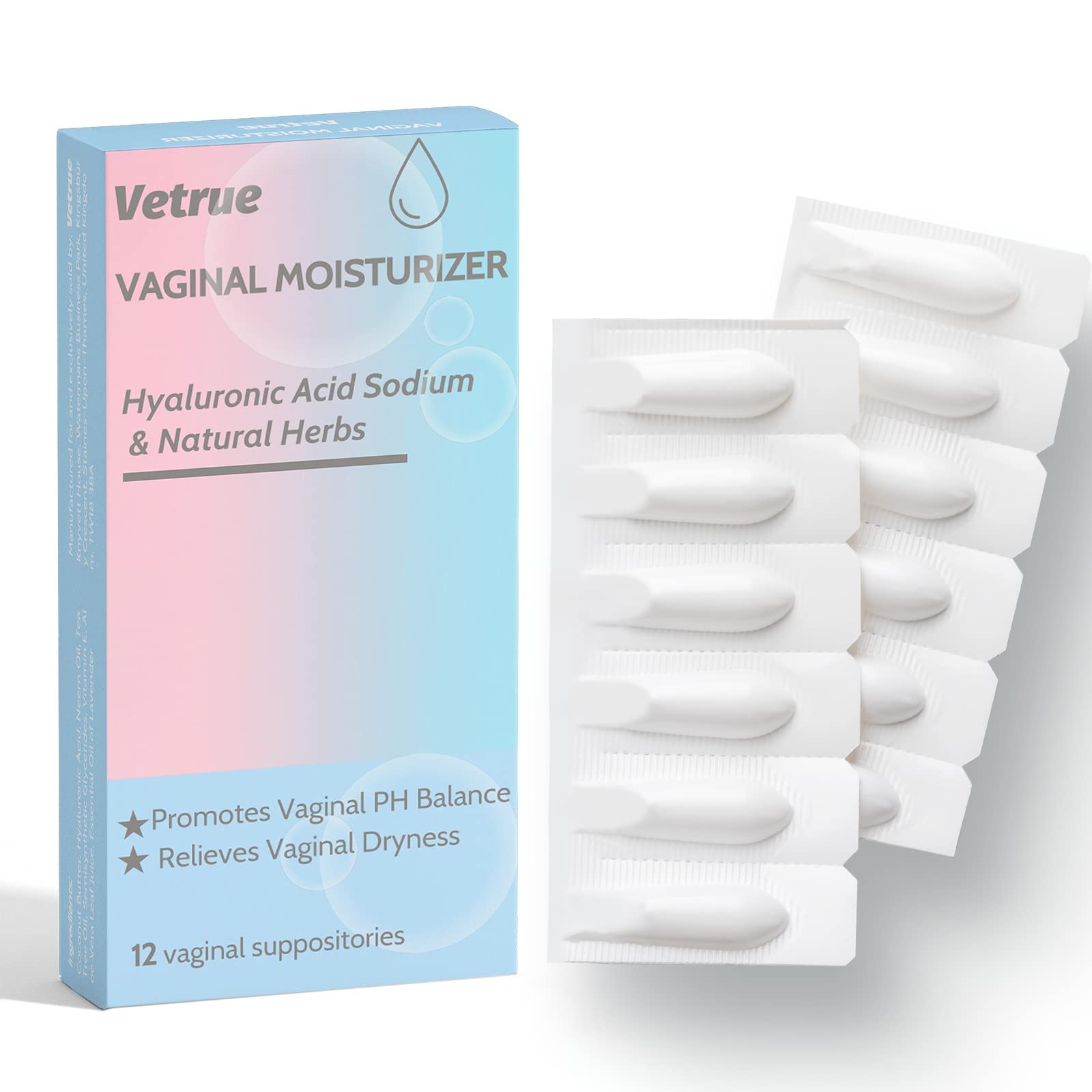 vetrue Intimate Moisturizer, Vaginal Suppository for Dryness & Discomfort, Feminine Long Lasting vetrueAu supplements