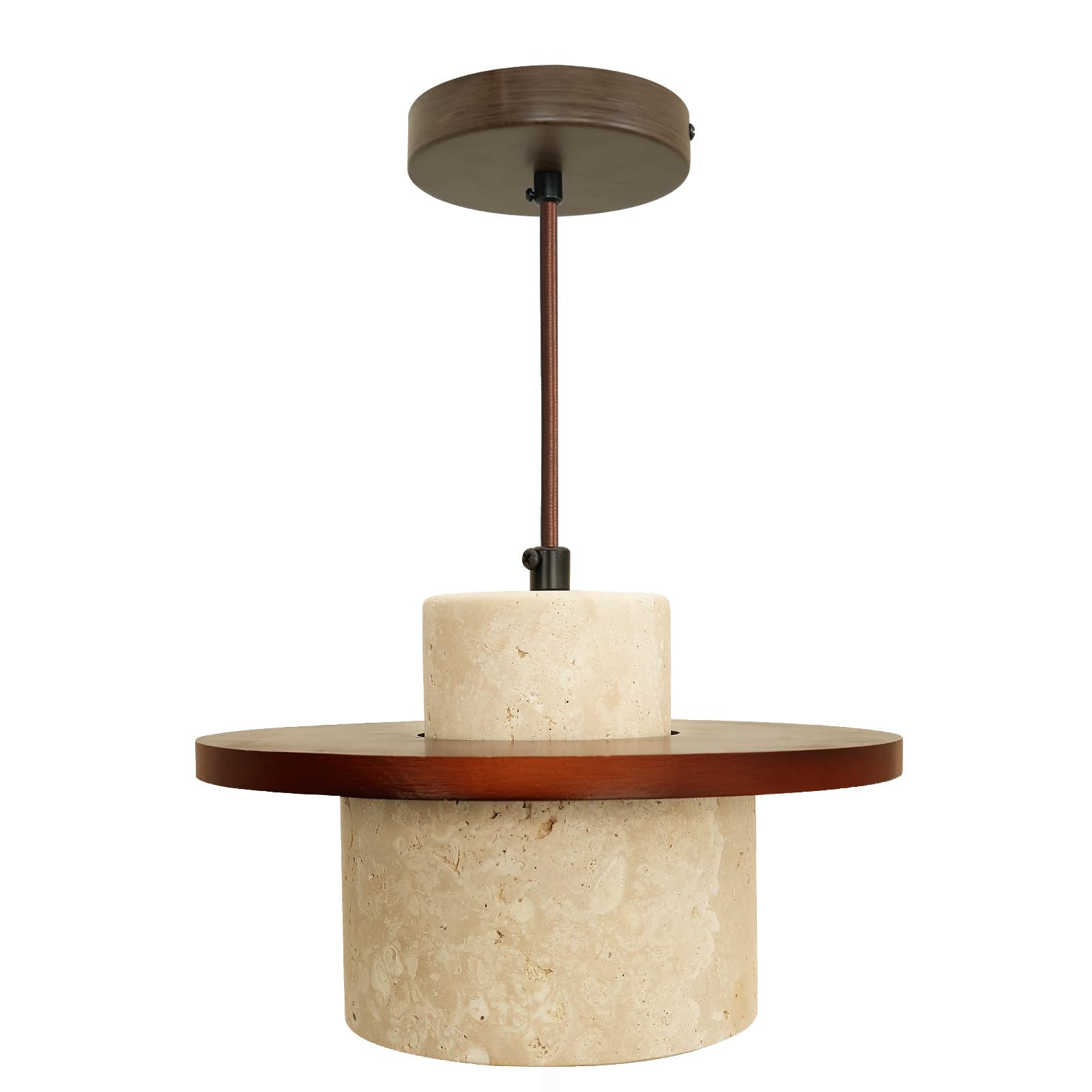 Nordic Pendant Light Natural Yellow Travertine Lamp Simple Wabi Sabi Lamp Suitable for Restaurant Bedside Kitchen Island Cafe Wood Pendant Light (Walnut Color) GenericAu supplements