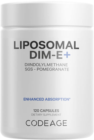 Codeage Liposomal DIM Supplement - 4 Months Supply of DIM Vitamins and SGS, Pomegranate, Broccoli, Vitamin E Isomers Tocopherols Alpha Beta Gamma Delta - Liposomal Formula - Gluten-Free - 120 Capsules CodeageAu supplements