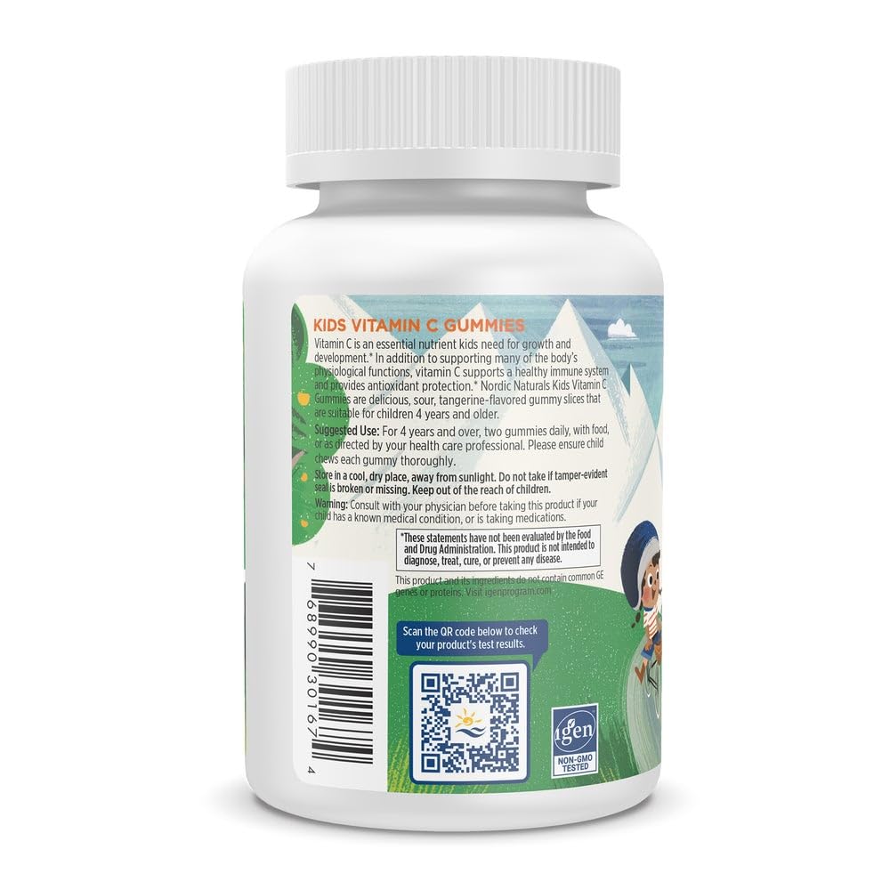 Nordic Naturals Kids Vitamin C Gummies - Tangy Tangerine - 60 Gummies - Vegan Vitamin C Supplement - Children’s Immunity and Antioxidant Support - 250 mg per Serving - 30 Servings Nordic NaturalsAu supplements