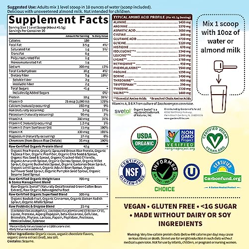 Garden of Life Raw Organic Fit Vegan Protein Powder Chocolate, 28g Plant Based Protein Garden of LifeUS supplements
