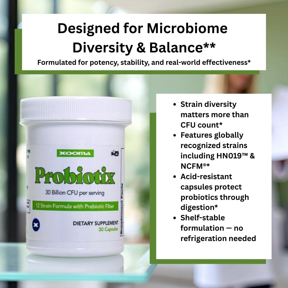 Probiotix – 12 Strain Probiotic + Prebiotic Fiber, 30 Billion CFU | Gut Health & Digestive Balance | Gas & Bloating Support | Immune System Reinforcement | Gluten, Soy & Dairy Free – 30 Capsules XoomaAu supplements