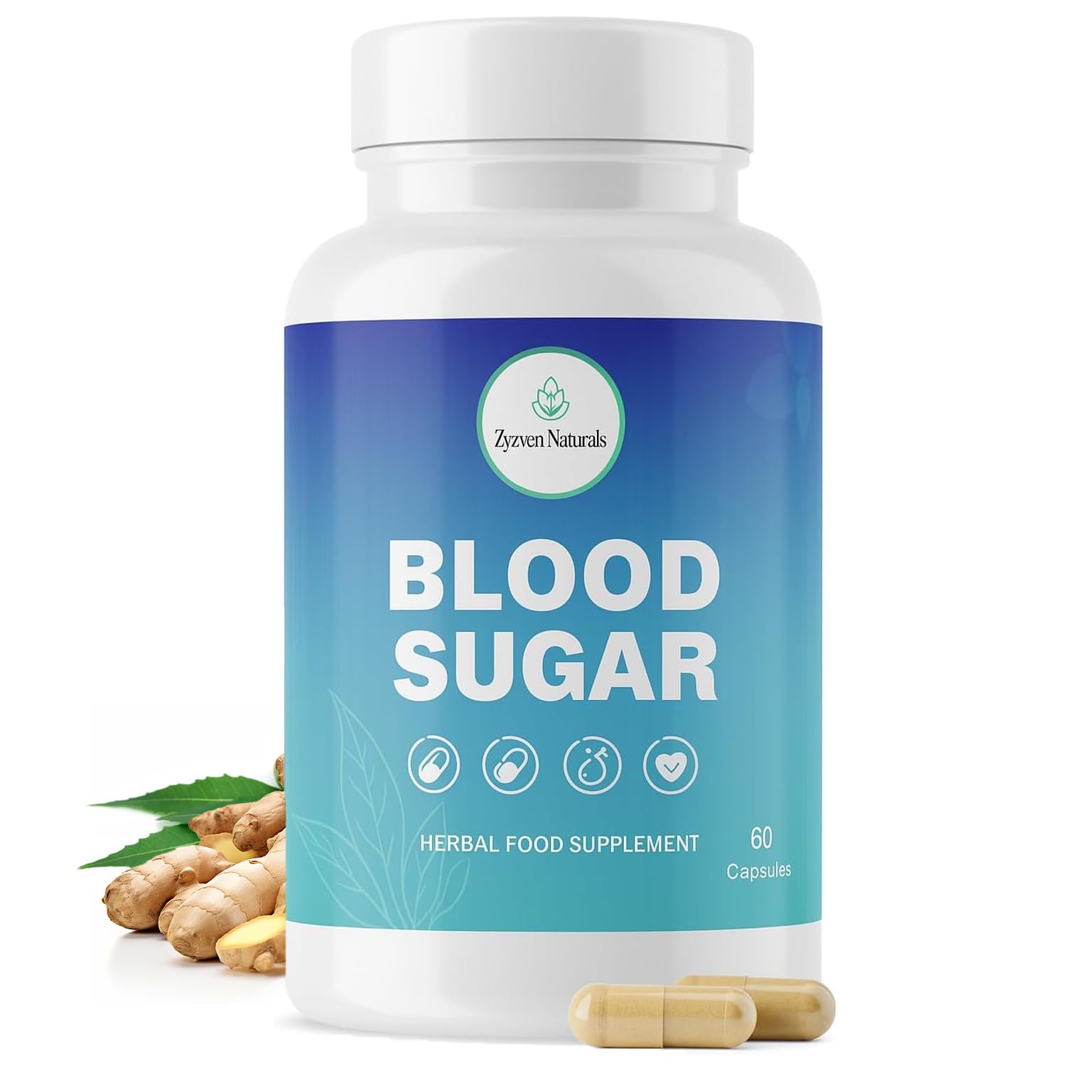 Zyzven Naturals Blood Sugar Support Supplement – 60 Vegan Capsules | Herbal Supplement with Moringa, Cinnamon, Ginger, Neem & Fenugreek | Plant-Based Wellness Supplement - Serving: 2 Capsules/Day Zyzven NaturalsAu supplements
