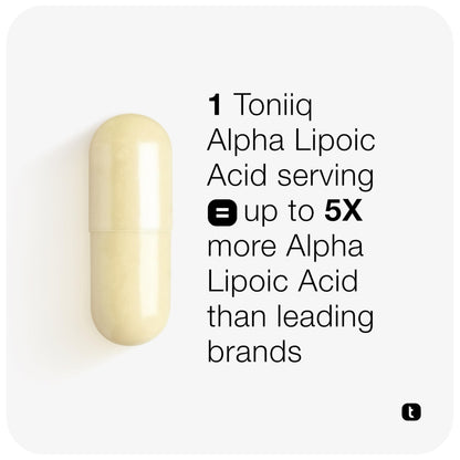 Toniiq 1000mg Ultra High Strength Alpha Lipoic Acid Capsules - Highly Purified 99%+ USP Standard - 120 Capsules ALA Supplement ToniiqUS supplements