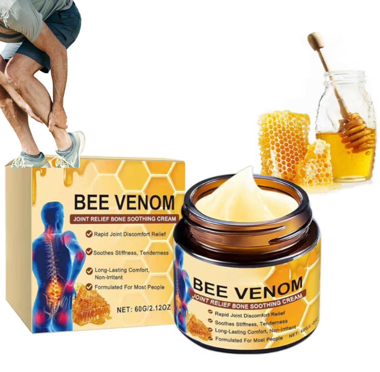 3 Diamonds Bee Venom Cream, Natural Joint & Bone Soothing Ointment for Back, Knees, Hands, Neck & Feet – Fast Absorbing Bee Venom Cream – 60g/2.12oz 3 DiamondsAu supplements