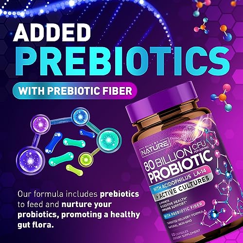 80 Billion CFU Probiotic - Daily Digestive Gut Health Supplement for Men & Women Built by NatureAu supplements