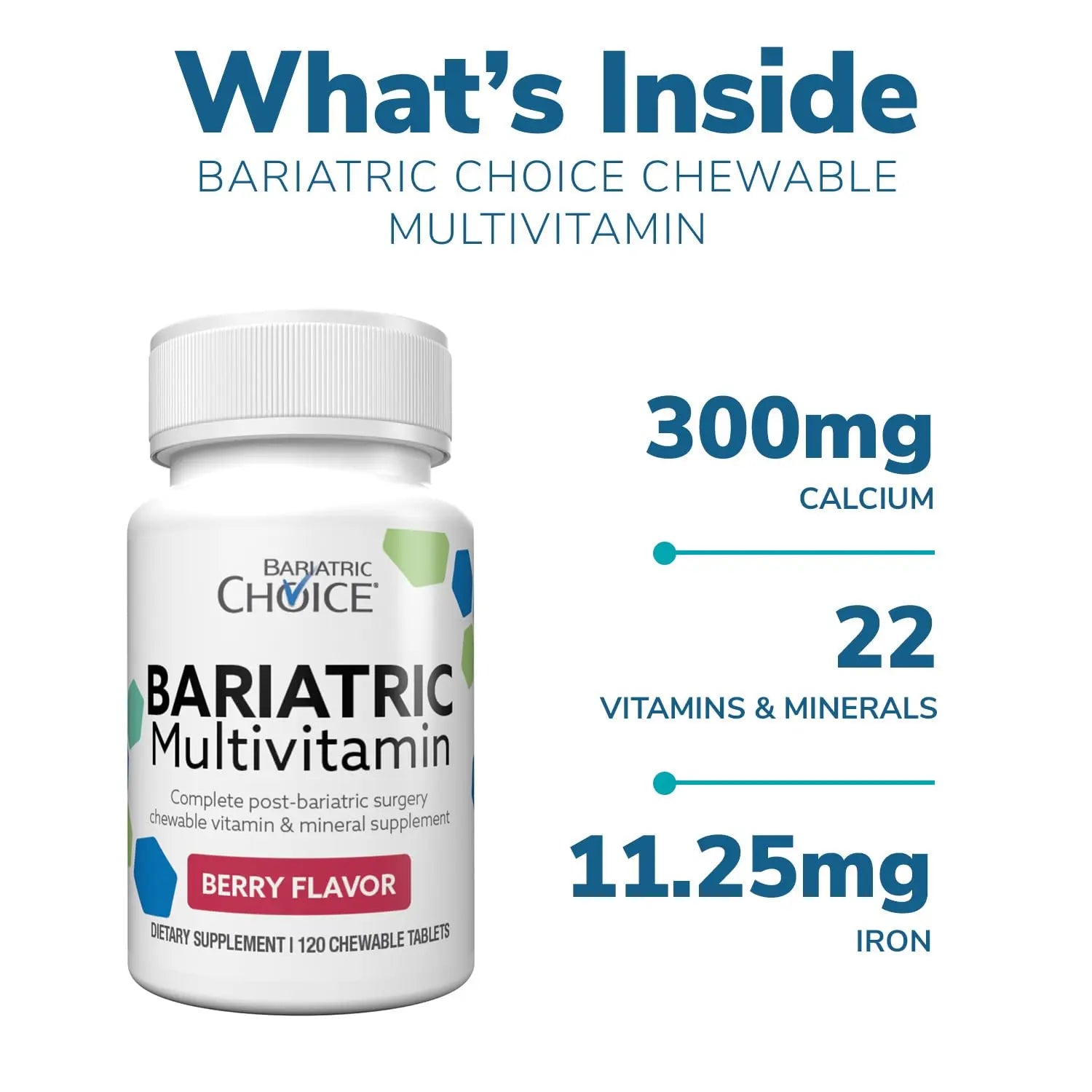 Bariatric Choice My Bariatric Chewable Multivitamin with Iron & 300mg Calcium, Berry (120ct) Bariatric ChoiceAu supplements