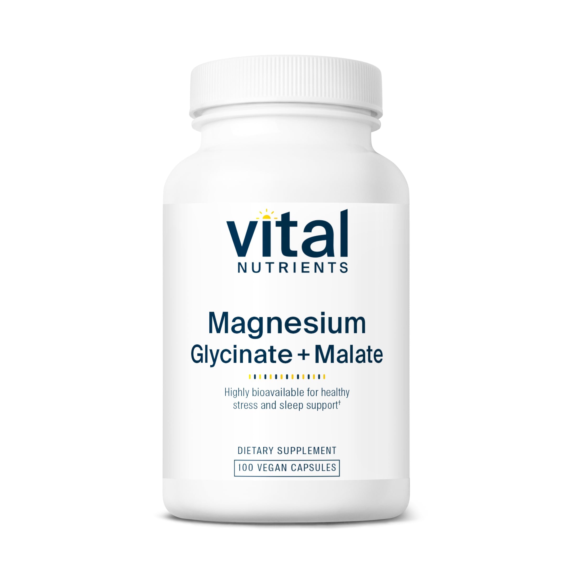 Vital Nutrients Magnesium Glycinate + Malate - 120mg Vegan Magnesium Supplement for Women and Men - Muscle, Heart, Bone Support* - Promotes Relaxation