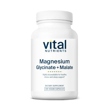 Vital Nutrients Magnesium Glycinate + Malate - 120mg Vegan Magnesium Supplement for Women and Men - Muscle, Heart, Bone Support* - Promotes Relaxation