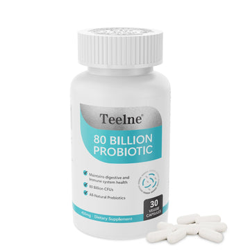Teelne Probiotics 80 Billion CFU - 10 strains, Prebiotic+ Probiotics Support Digestive & Gut Health, Bloating & Constipation Relief, 30 Capsules (30-Day Supply) TeelneAu supplements