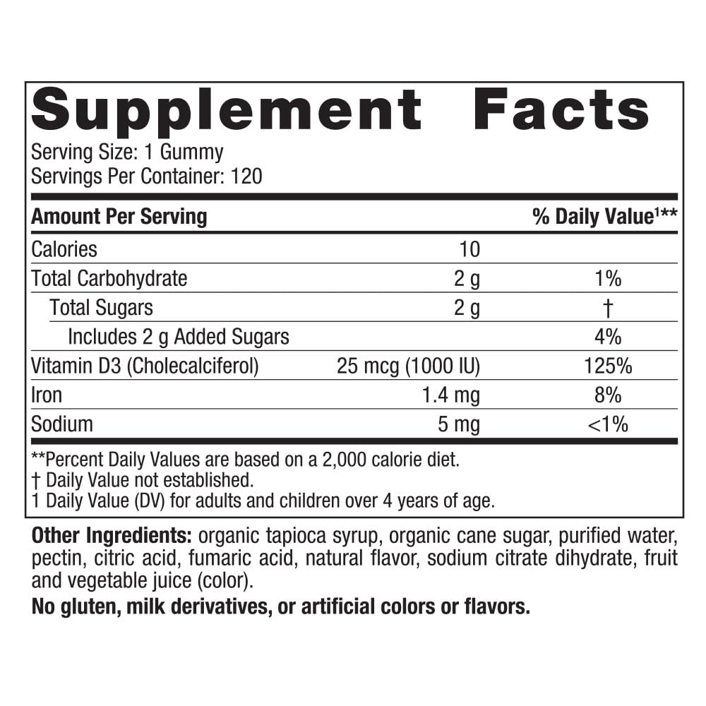 Nordic Naturals Vitamin D3 Gummies, Wild Berry - 120 Gummies - 1000 IU Vitamin D3, 1.4 mg Iron - Great Taste - Healthy Bones, Mood & Immune System Function - Non-GMO - 120 Servings Nordic NaturalsAu supplements