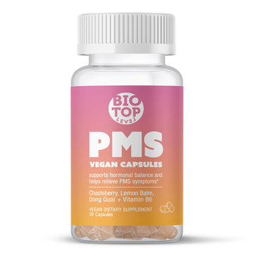 BIOTOPLEVEL PMS Support Supplement for Women & PMS Relief, Hormone Balance & Menstrual Period Relief for Cramps, Bloating & Mood Swings with Chasteberry, Vitamin B6, Lemon Balm, Dong Quai, 30 Count BIOTOPLEVELAu supplements
