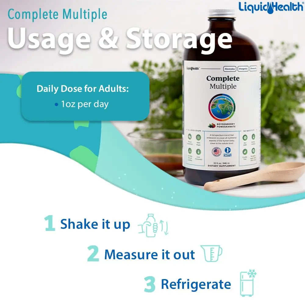 LIQUIDHEALTH Complete Multiple Adult Liquid Multivitamin - Essential Vitamins, Minerals & Nutrients, Immune Support, Gut Health, Energy, Detox LIQUIDHEALTHAu supplements