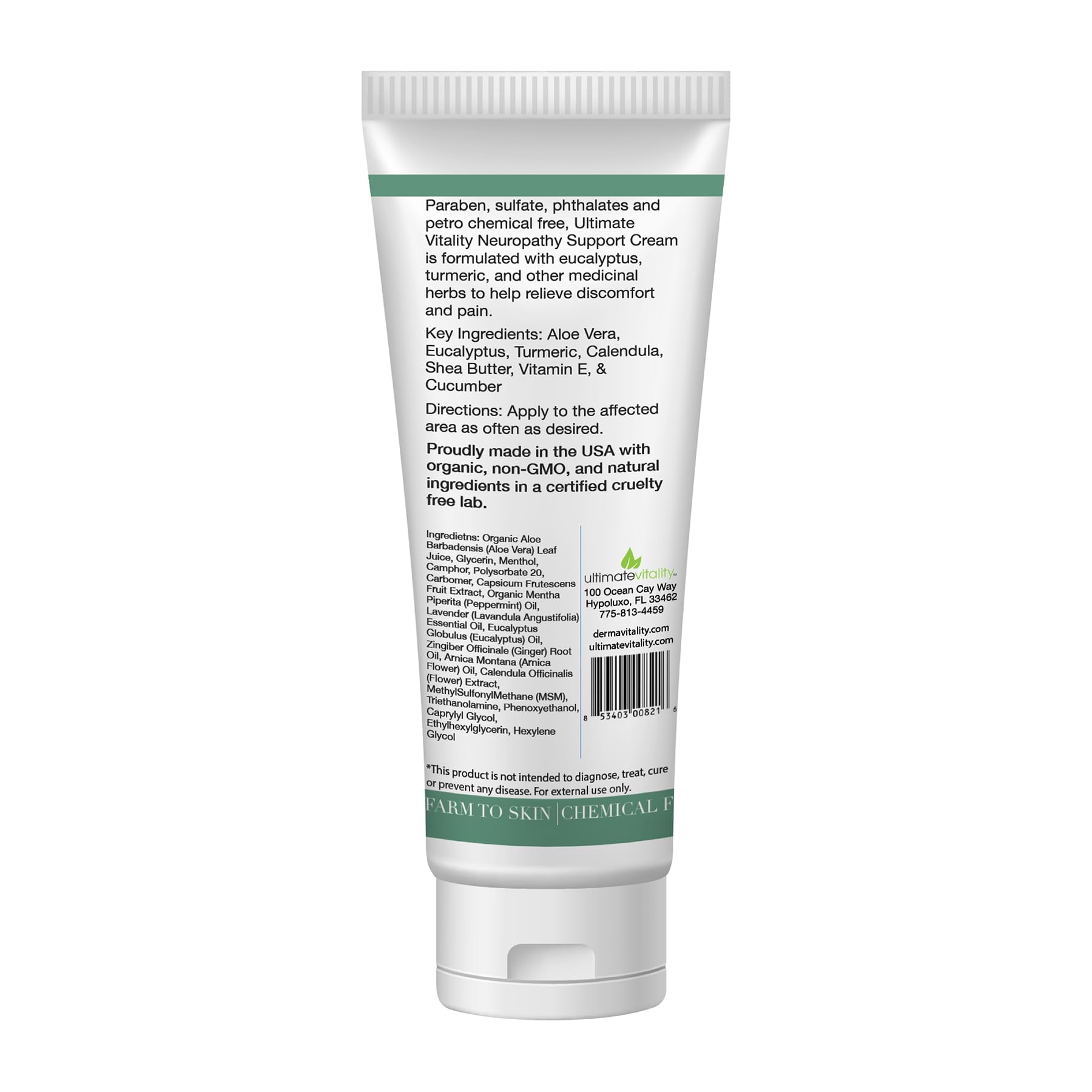 UltimateVitality Neuropathy Support Cream – Natural Organic Cream for Feet, Hands, Legs, Toes Includes Arnica, Capsicum Frutescens Fruit Extract, Peppermint a Ginger - 6 Ounces UltimateVitalityAu supplements