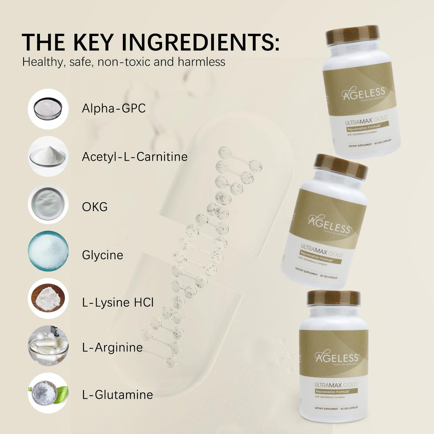 AGELESS™: UltraMAX Gold™ Capsules, HGH Anti-Aging Supplement for Women, Slows Ageless Foundation LaboratoriesUS supplements