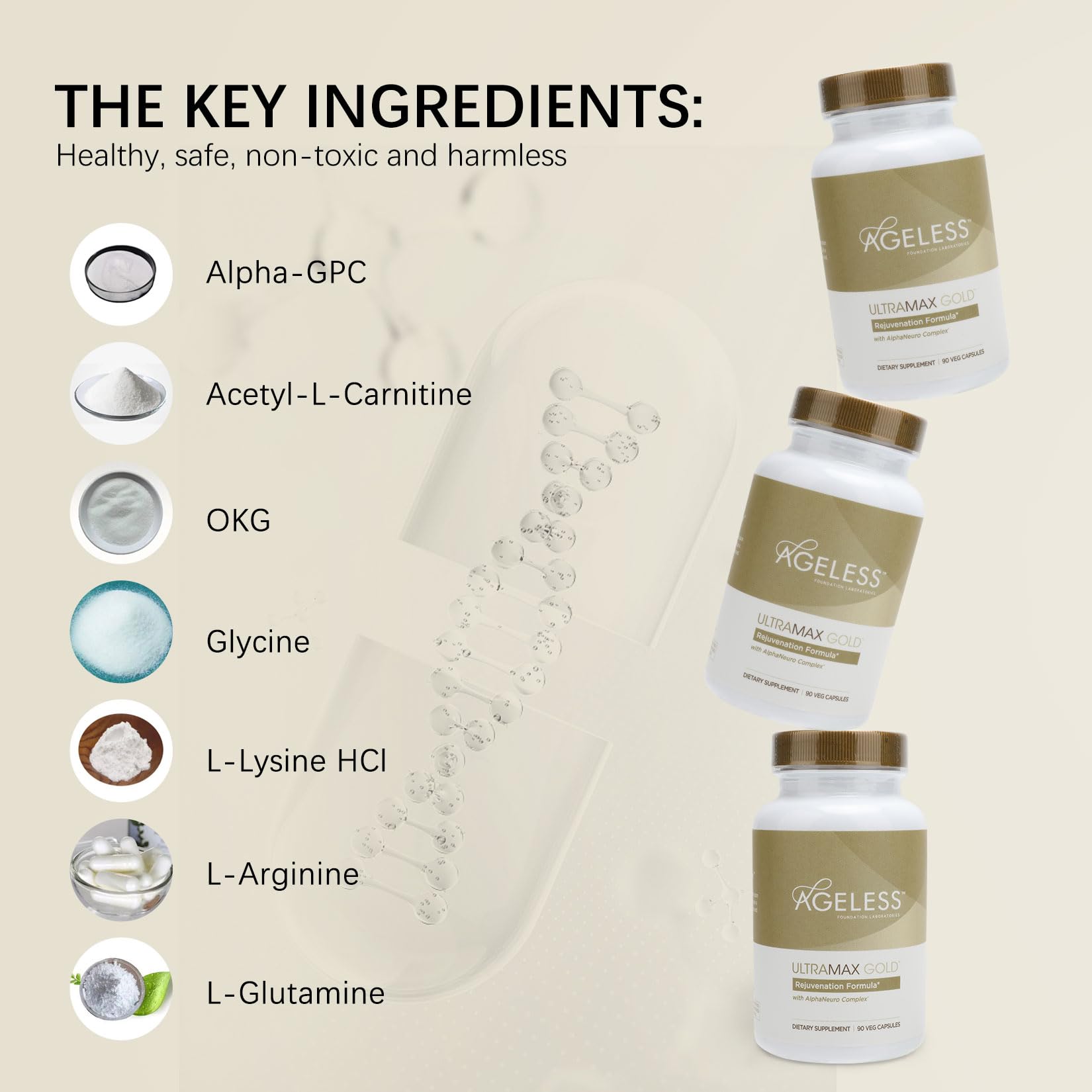 AGELESS™: UltraMAX Gold™ Capsules, HGH Anti-Aging Supplement for Women, Slows Ageless Foundation LaboratoriesUS supplements