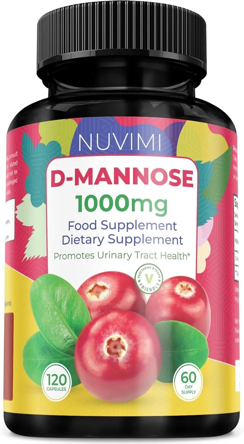 NUVIMI D Mannose 120 Capsules - 1000 mg per Dose - Dietary Supplement Helps Promote Urinary Tract Health - Natural Vegan UTI Defense NUVIMIAu supplements