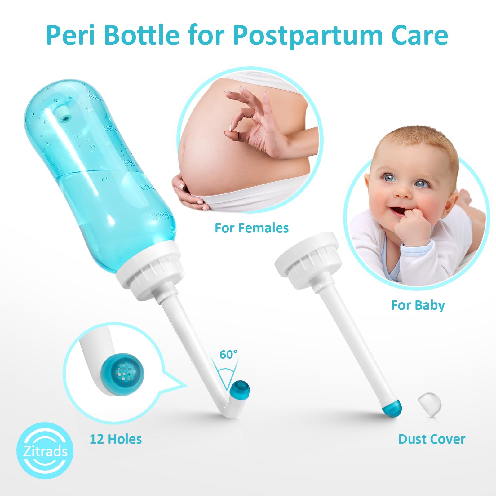 Peri Bottle Zitrads, Squeeze-Free Portable Bidet for Postpartum Essentials, Peri Bottles ZitradsAu supplements