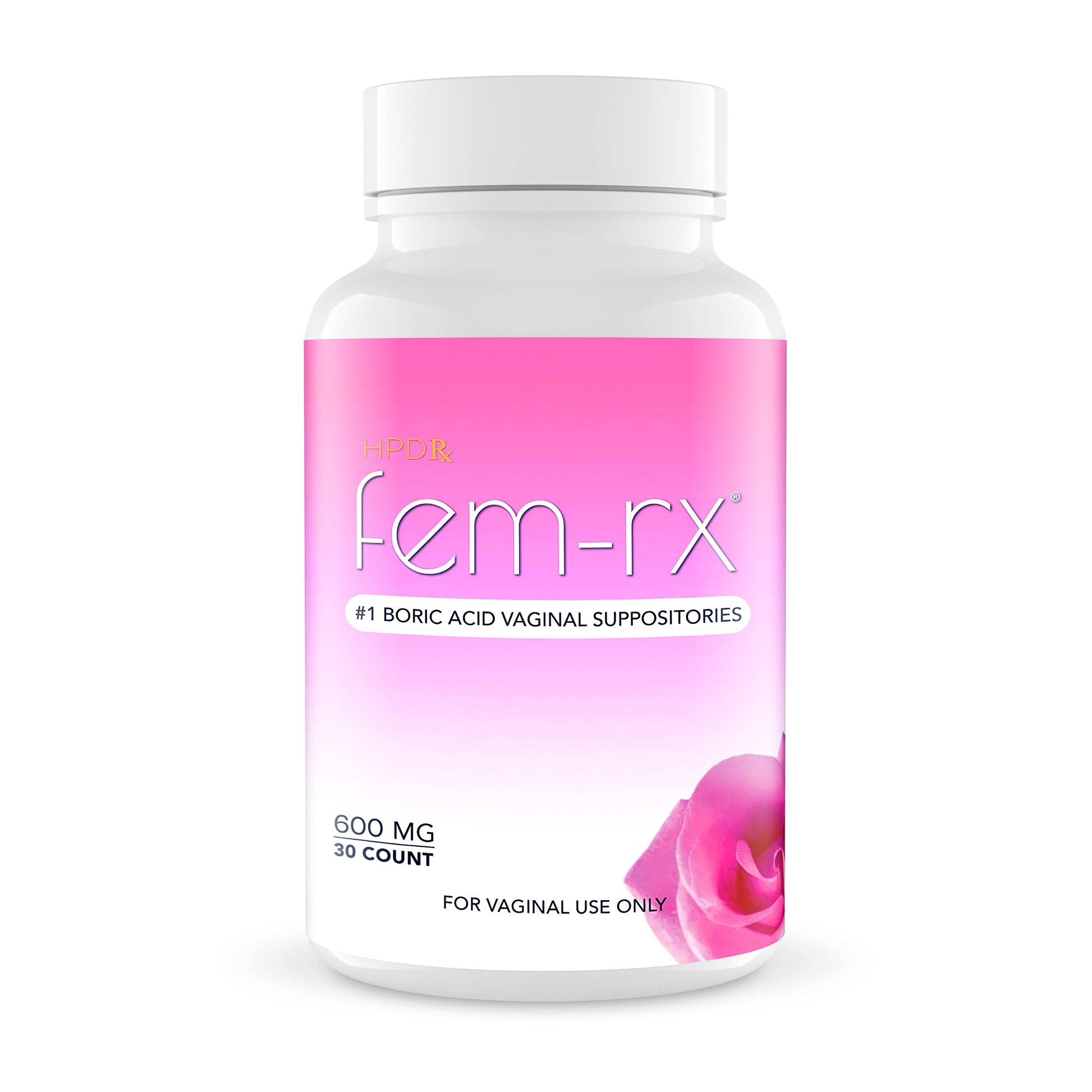 HPD Rx Fem-Rx Boric Acid Vaginal Suppositories for Women – Help Balance Vaginal pH, Eliminate Vaginal Odor – Dr Formulated Feminine Health Support – 30 Capsules Pack of 1 HPD RxUS supplements