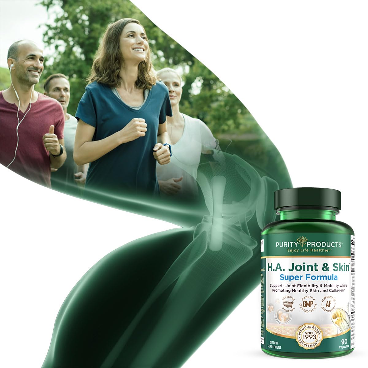 Purity Products H.A. Joint and Skin Super Formula Biocell Collagen w/Hyaluronic Acid Supports Healthy Joint Flexibility, Healthy Synovial Fluid, and Lubrication - 5-Loxin - 90 Capsules (1) Purity ProductsAu supplements