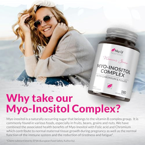 Myo-Inositol Complex 4000mg - 180 Vegan Tablets, 6 Weeks Supply - with 200ug Folate Nu U NutritionUS supplements