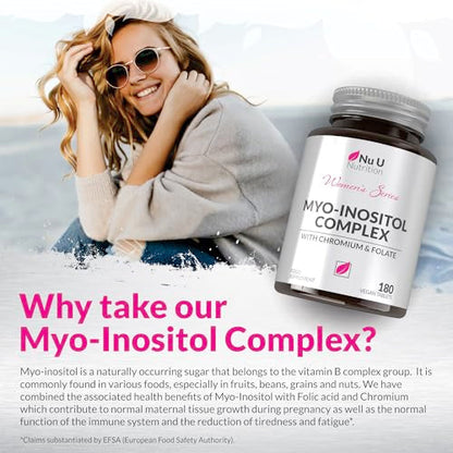 Myo-Inositol Complex 4000mg - 180 Vegan Tablets, 6 Weeks Supply - with 200ug Folate Nu U NutritionUS supplements