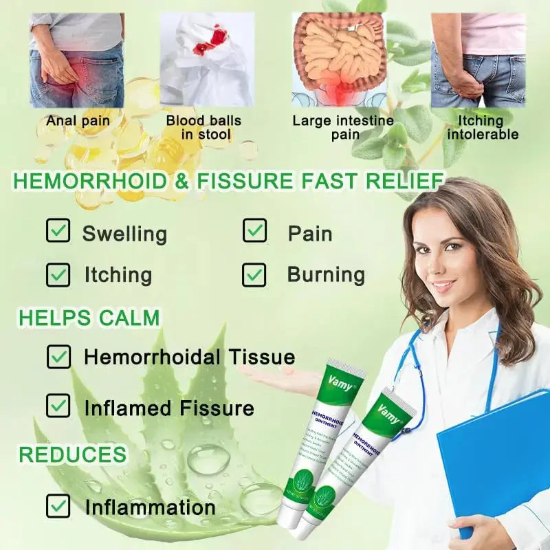 vamy Herbal Hemorrhoid Cream, Hemorrhoid Treatment and Hemorrhoids Cream with Lidocaine 4% and Phenylephrine HCI for Fast Relief of Pain, Swelling, Itching, Burning, Hemorrhoidal Treatment. 2 pc vamyAu supplements