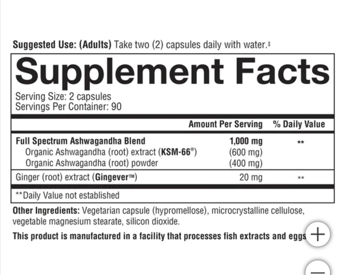 Youtheory Ashwagandha 1000mg with KSM-66 - Helps Support a Healthy Stress Response,180 Capsules (Pack of 1) YoutheoryAu supplements