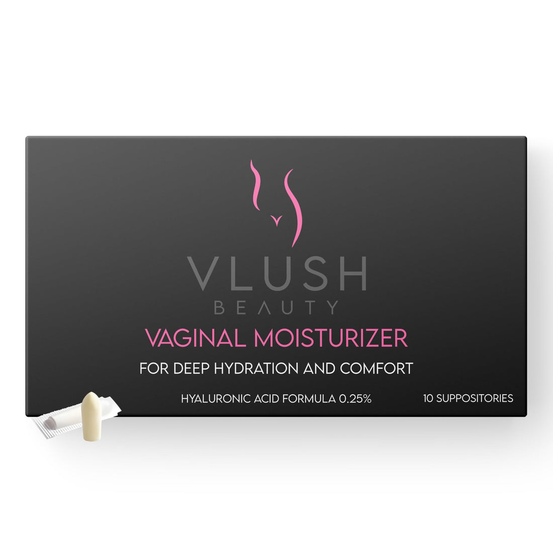 VLUSH Vaginal Moisturizer Suppositories - Deep Hydration with Hyaluronic Acid for Vaginal Dryness, Menopause Support & Daily Comfort, Made in FDA Registered Facility - Hormone-Free (10 Count) VLUSHUS supplements