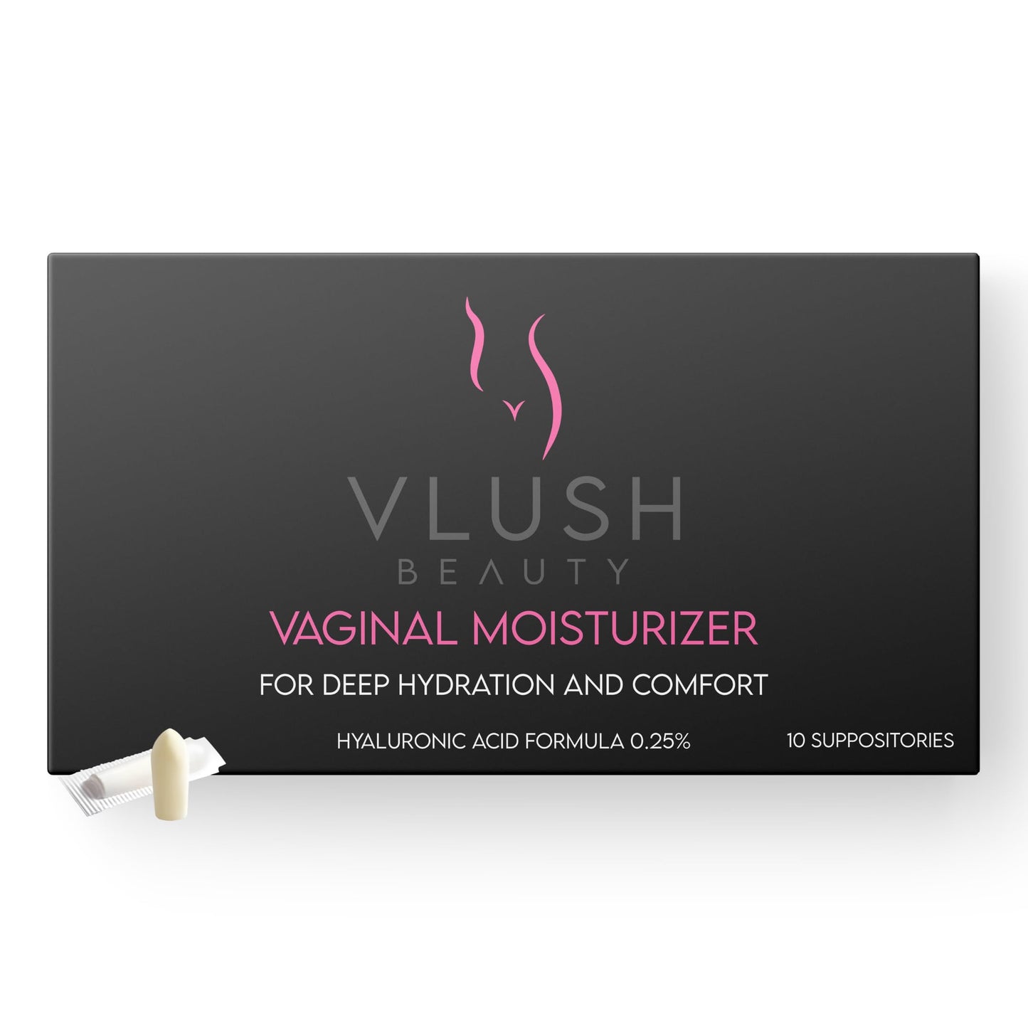 VLUSH Vaginal Moisturizer Suppositories - Deep Hydration with Hyaluronic Acid for Vaginal Dryness, Menopause Support & Daily Comfort, Made in FDA Registered Facility - Hormone-Free (10 Count) VLUSHUS supplements