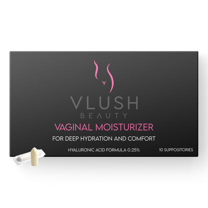 VLUSH Vaginal Moisturizer Suppositories - Deep Hydration with Hyaluronic Acid for Vaginal Dryness, Menopause Support & Daily Comfort, Made in FDA Registered Facility - Hormone-Free (10 Count) VLUSHUS supplements
