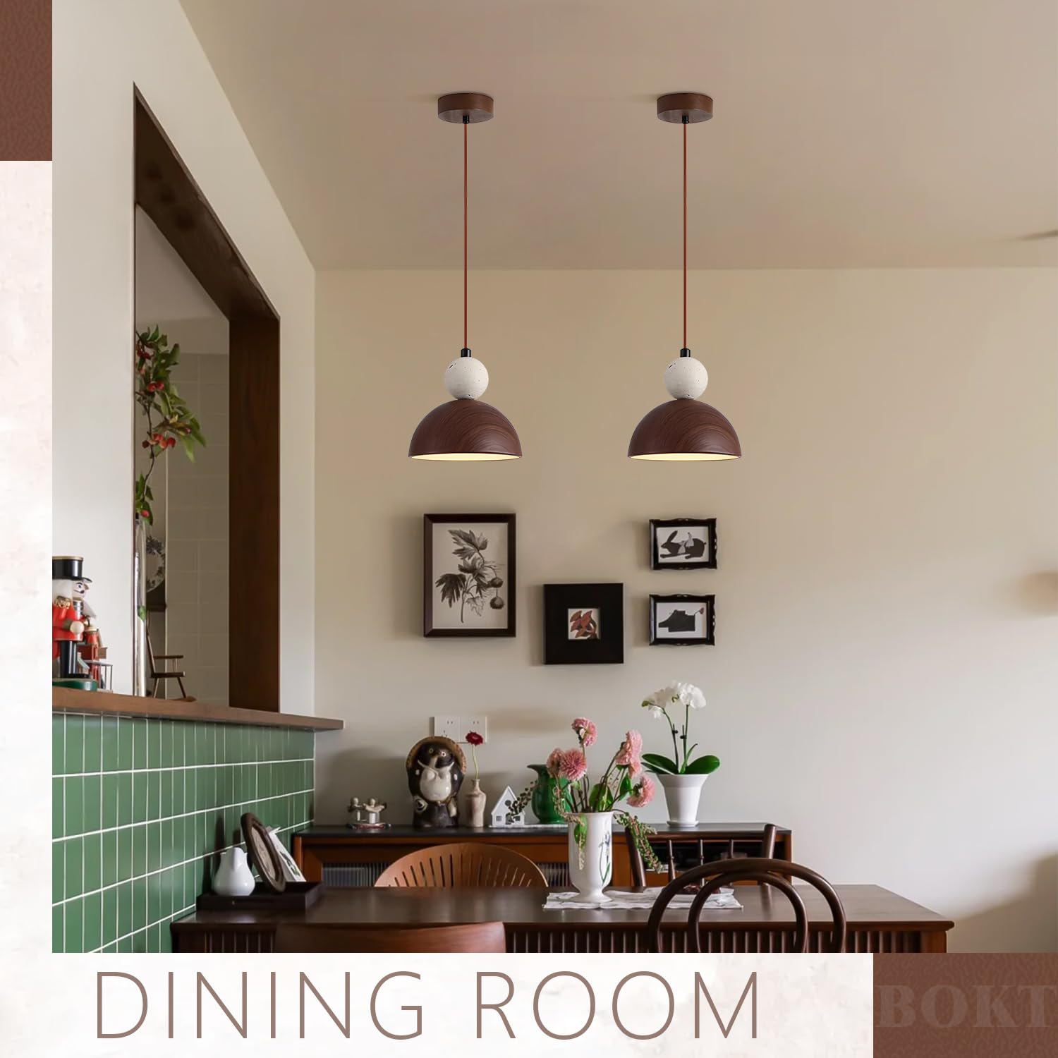 BOKT Wabi Sabi Pendant Light Nordic LED Ceiling Hanging Light Modern Natural Stone Pendant Light Adjustable Dimmable Walnut Mini Chandelier for Dining Room Living Room BOKTAu supplements