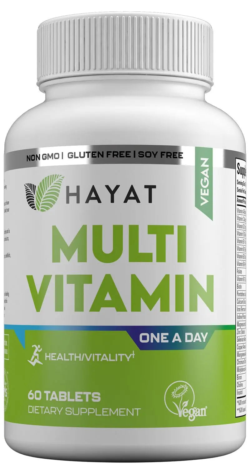 HAYAT Vitamins Vegan Natural Multivitamin, Daily Vitamins with Vitamin A, C, D, E, B1, B2, B3, B6, B12, Biotin, Zinc and More, 2 Month Supply, All Natural HAYATAu supplements