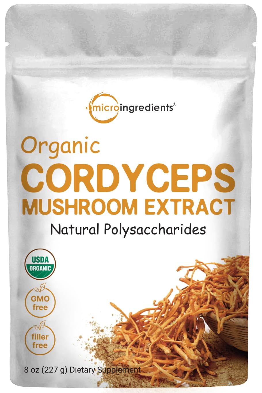 Organic Cordyceps Mushroom Extract Powder, 8 Ounces | Sustainably US Grown Micro IngredientsUS supplements