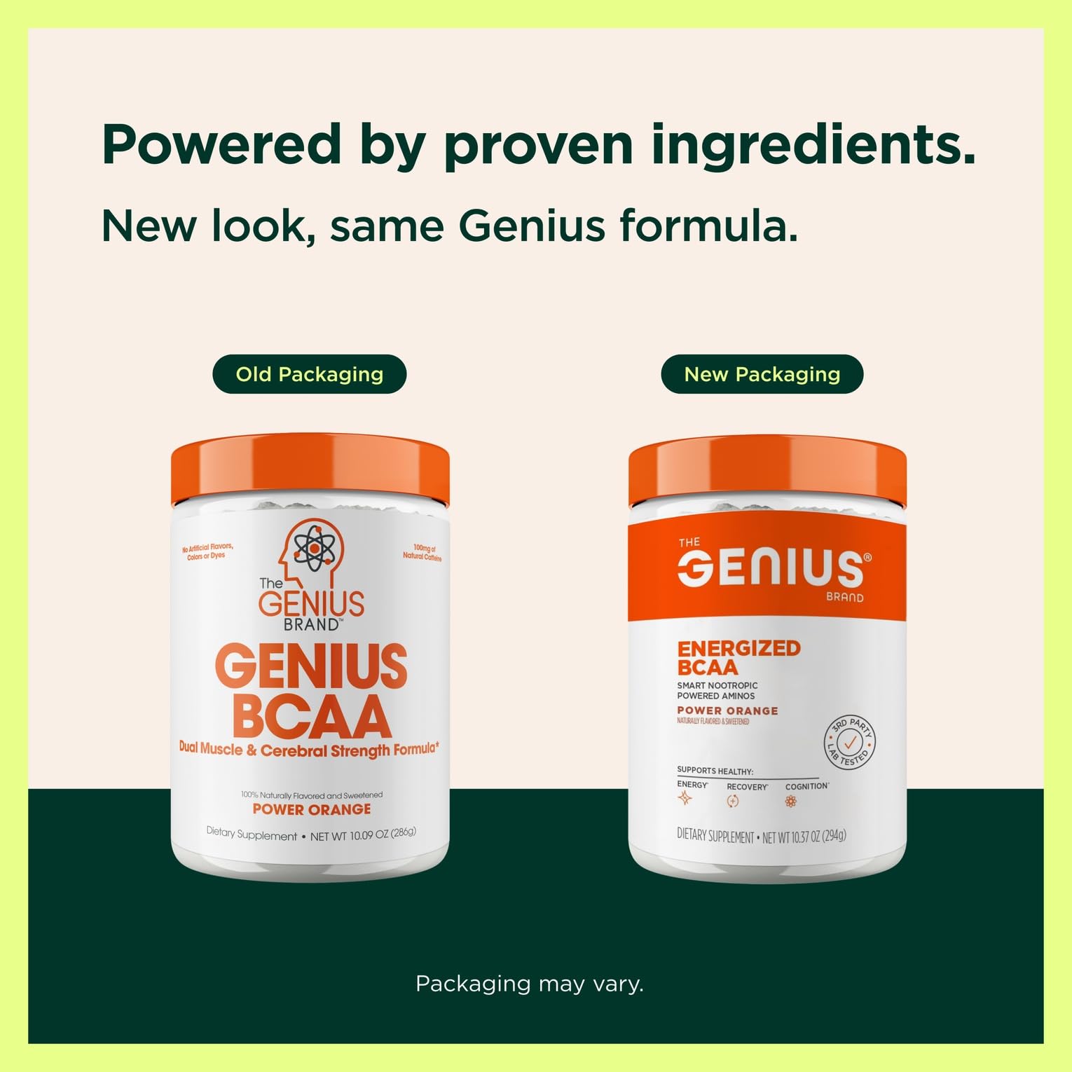 Genius BCAA Powder - 5g Vegan BCAAs L-Glutamine, Cognizin & Rhodiola Muscle Recovery Energy Support 100mg Caffeine Pre, Intra, Post-Workout Nootropic Supplement for Focus & Performance - Orange The Genius BrandUS supplements