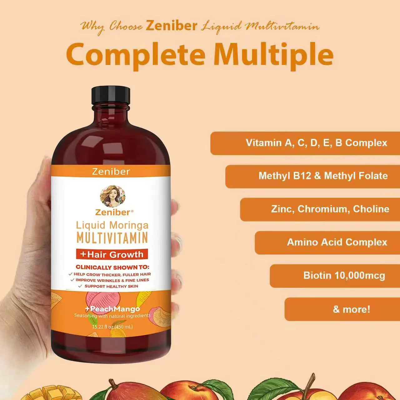 Zeniber MaayRuth Multivitamins Hair Growth&Liquid Multivitamins for Women, Biotin 10000mcg Liquid Multivitamin Hair Growth Supplement, 15.22 OZ ZeniberAu supplements